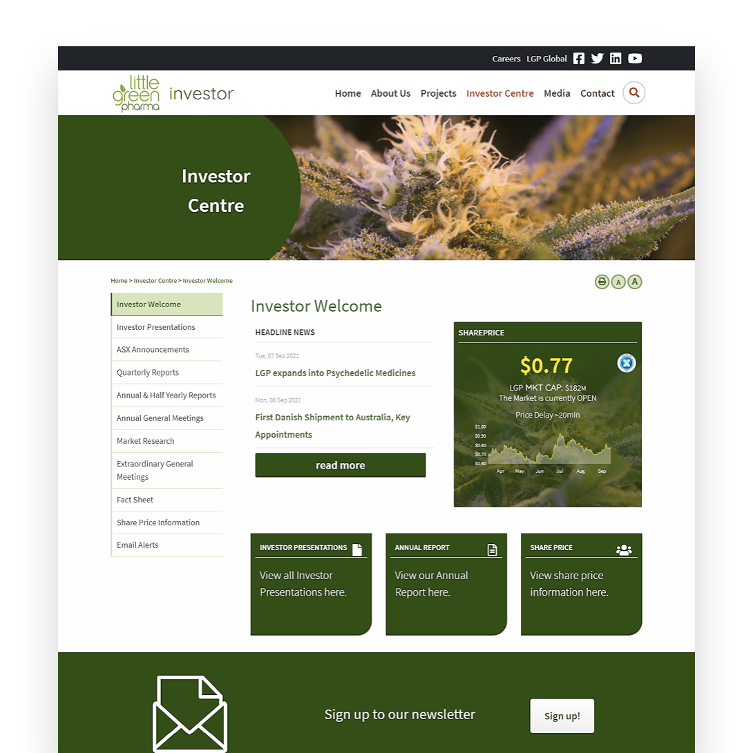 Little Green Pharma investor welcome page