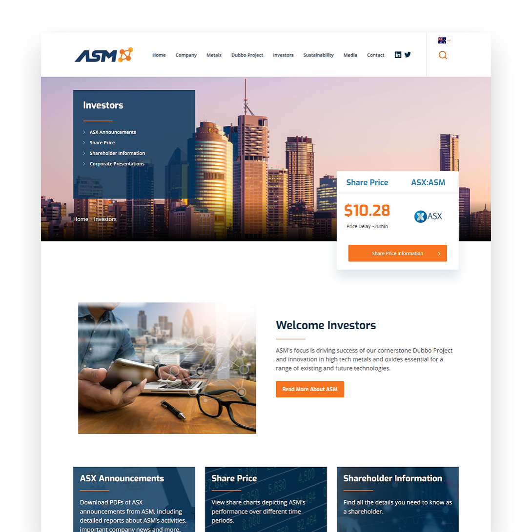 ASM investor welcome page